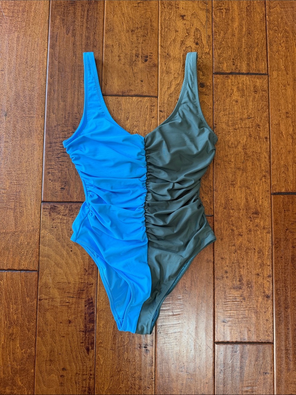 NWT Aerie Two-Tone Blue and Olive One-Piece Swimsuit